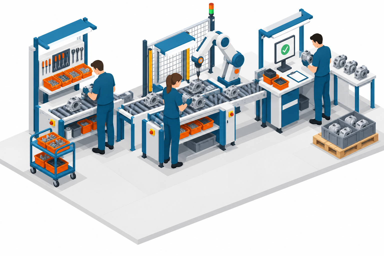 Illustration isométrique d'un site de production industriel.